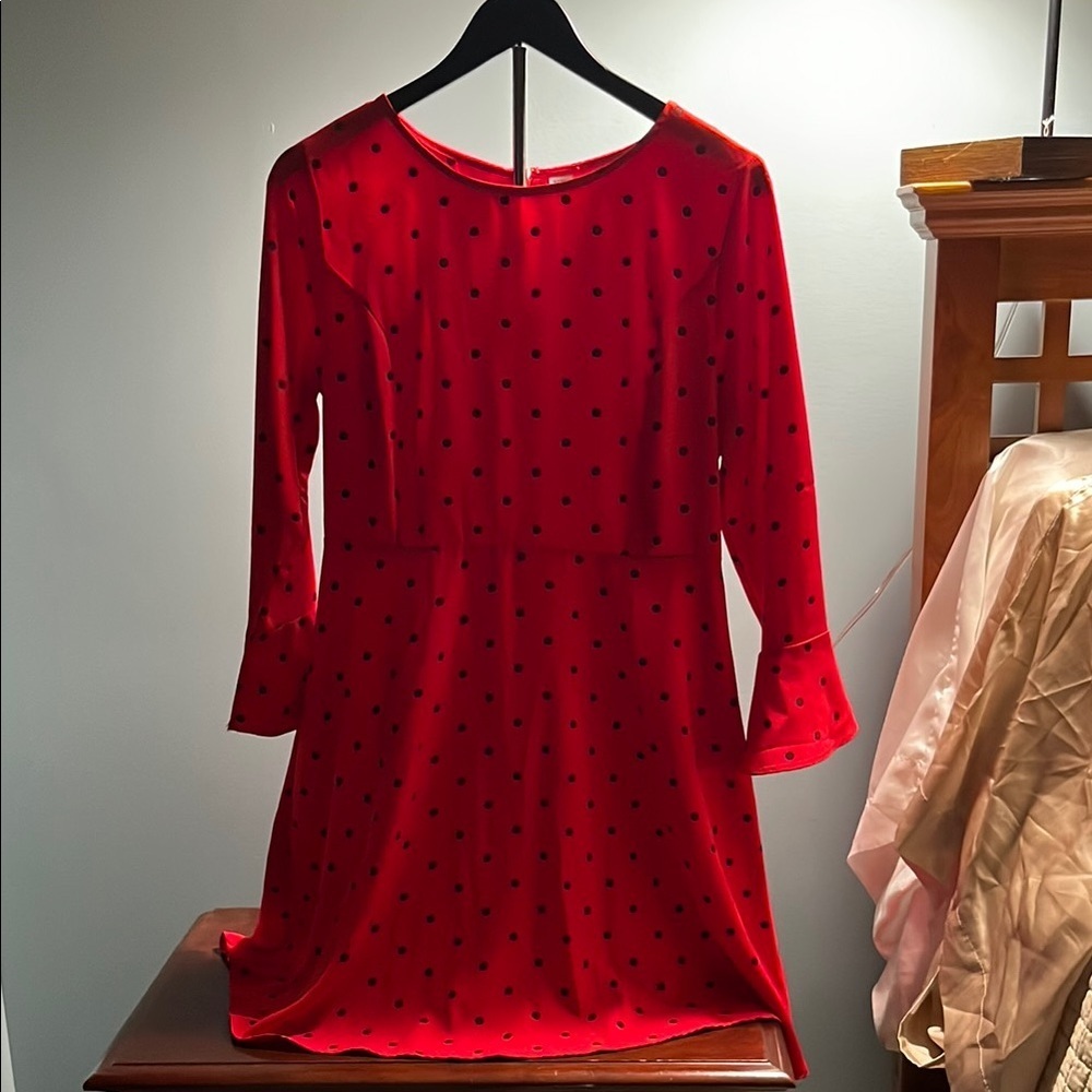 Old Navy Red Cocktail Sheath Dress with Bell Sleeves